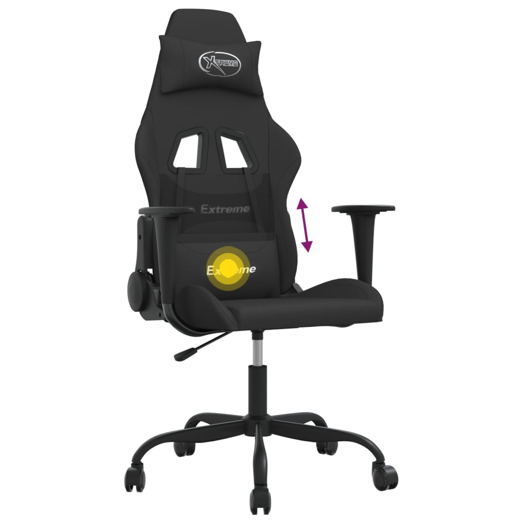 Gaming-Stuhl mit Massagefunktion Schwarz Stoff
