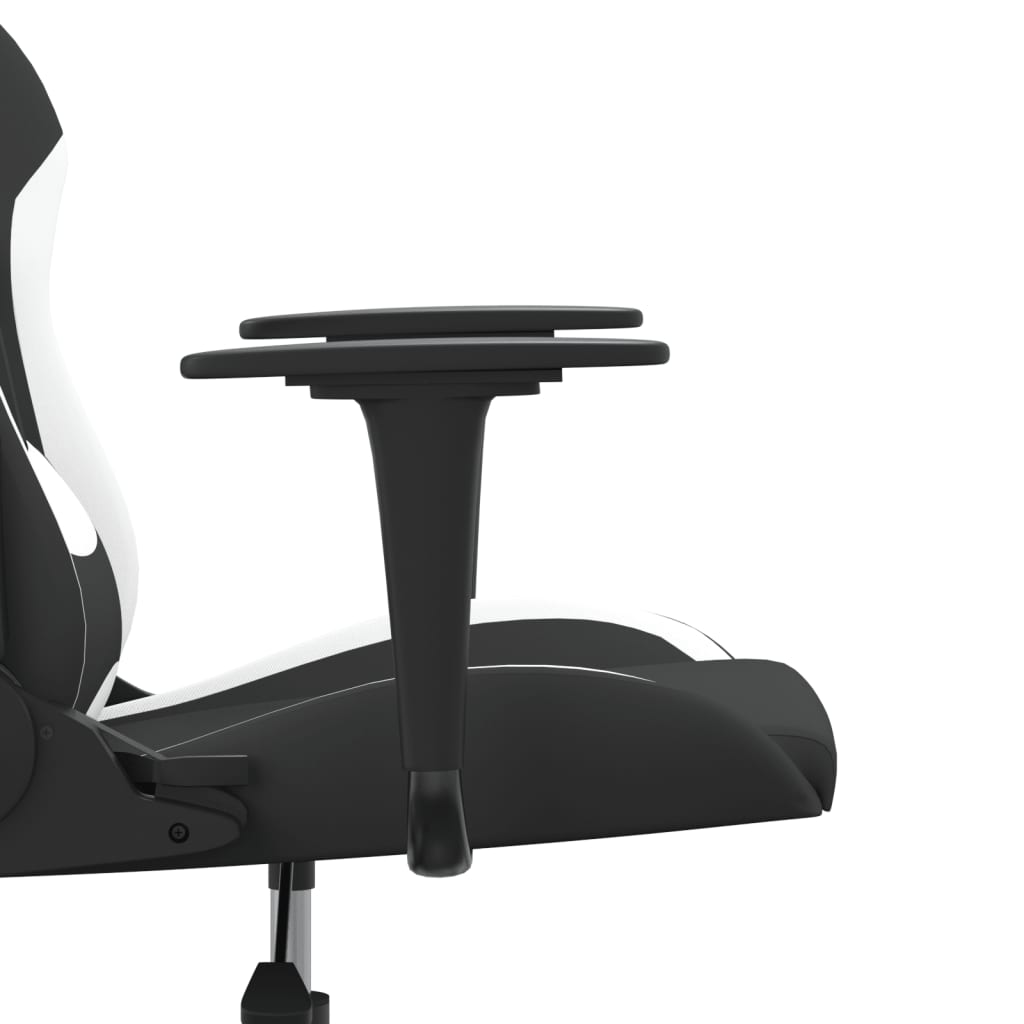 Gaming-Stuhl mit Massagefunktion Schwarz und Weiß Stoff