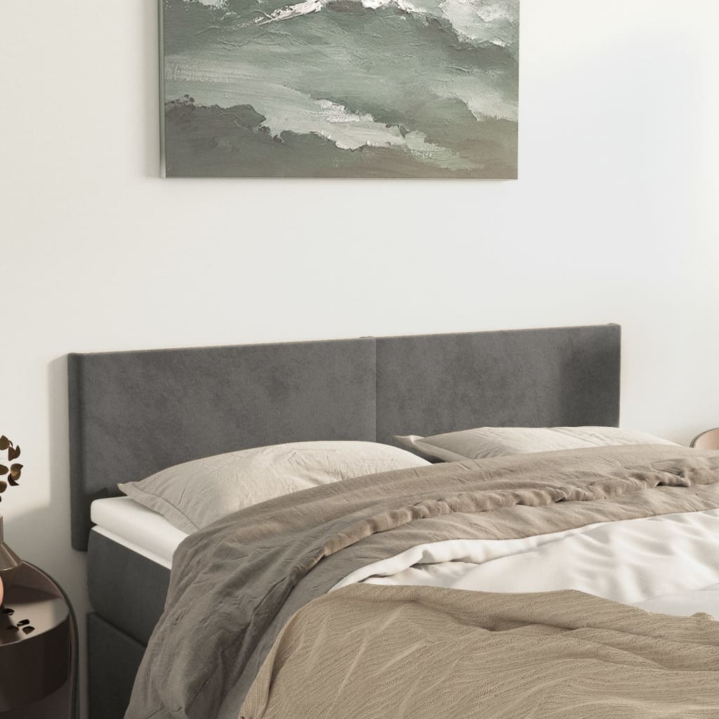 vidaXL Kopfteile 2 Stk. Dunkelgrau 72x5x78/88 cm Samt