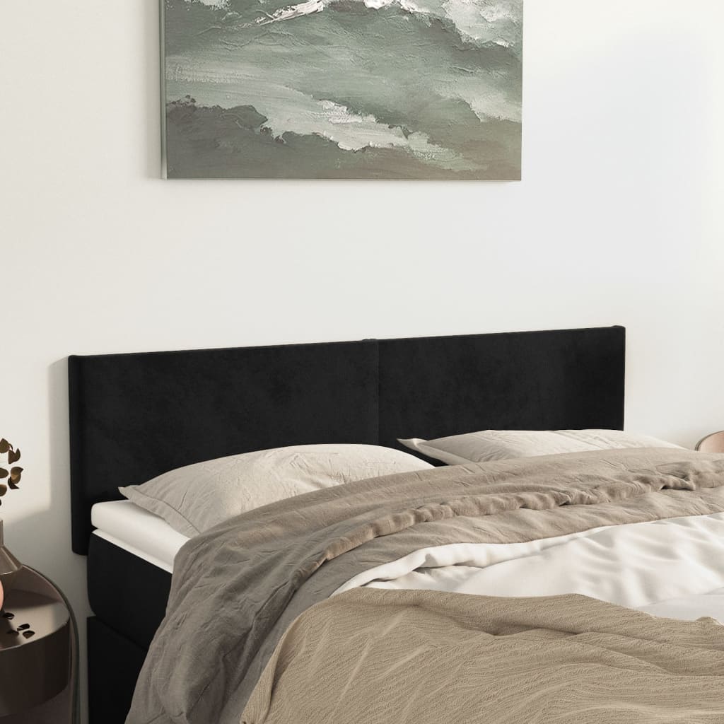 vidaXL Kopfteile 2 Stk. Schwarz 72x5x78/88 cm Samt
