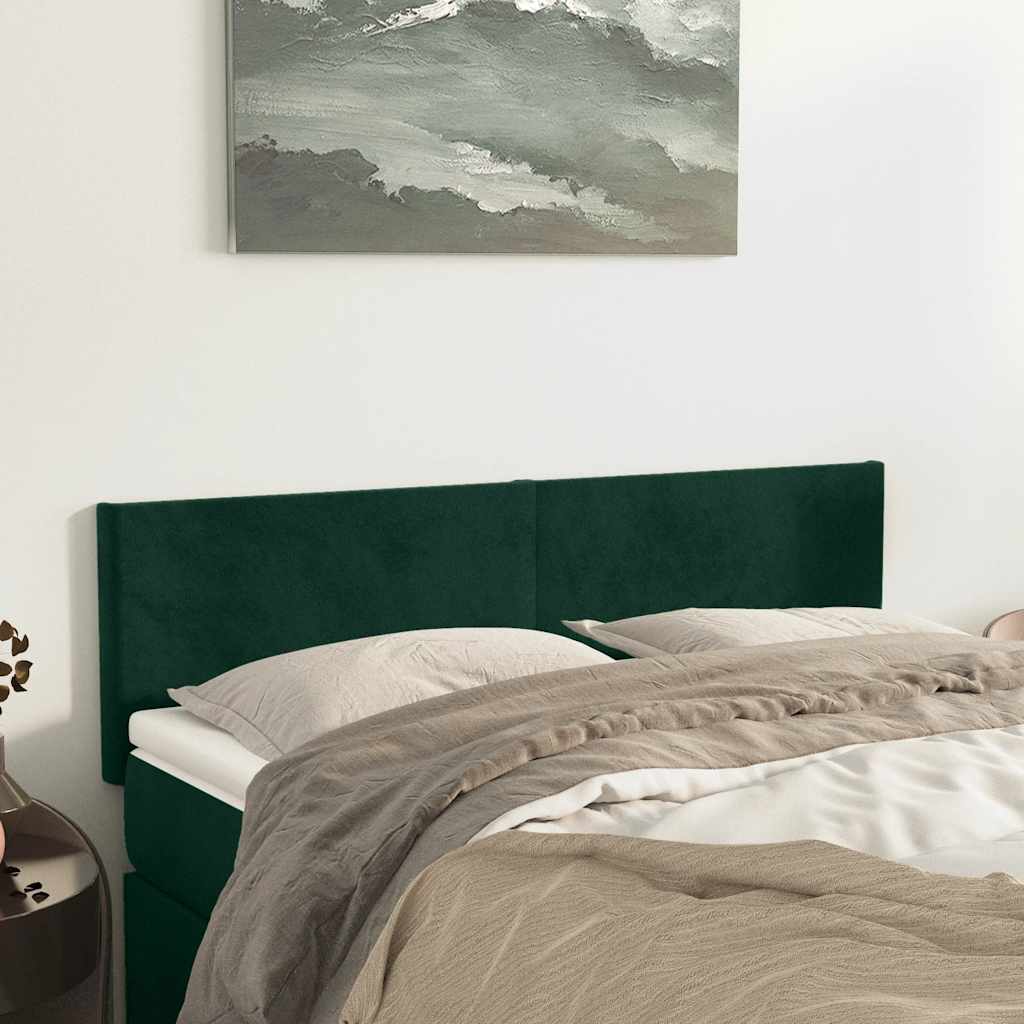 vidaXL Kopfteile 2 Stk. Dunkelgrün 72x5x78/88 cm Samt