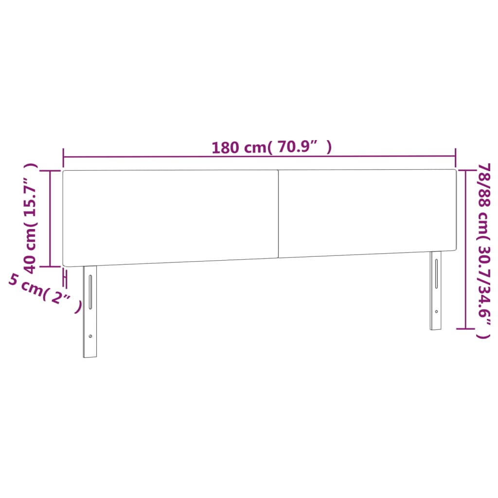vidaXL Kopfteile 2 Stk. Schwarz 90x5x78/88 cm Stoff