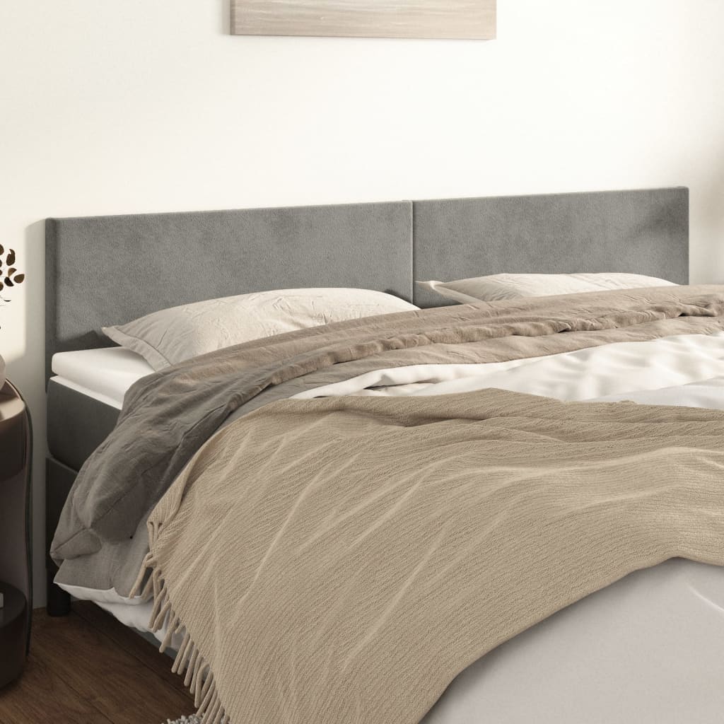 vidaXL Kopfteile 2 Stk. Hellgrau 90x5x78/88 cm Samt