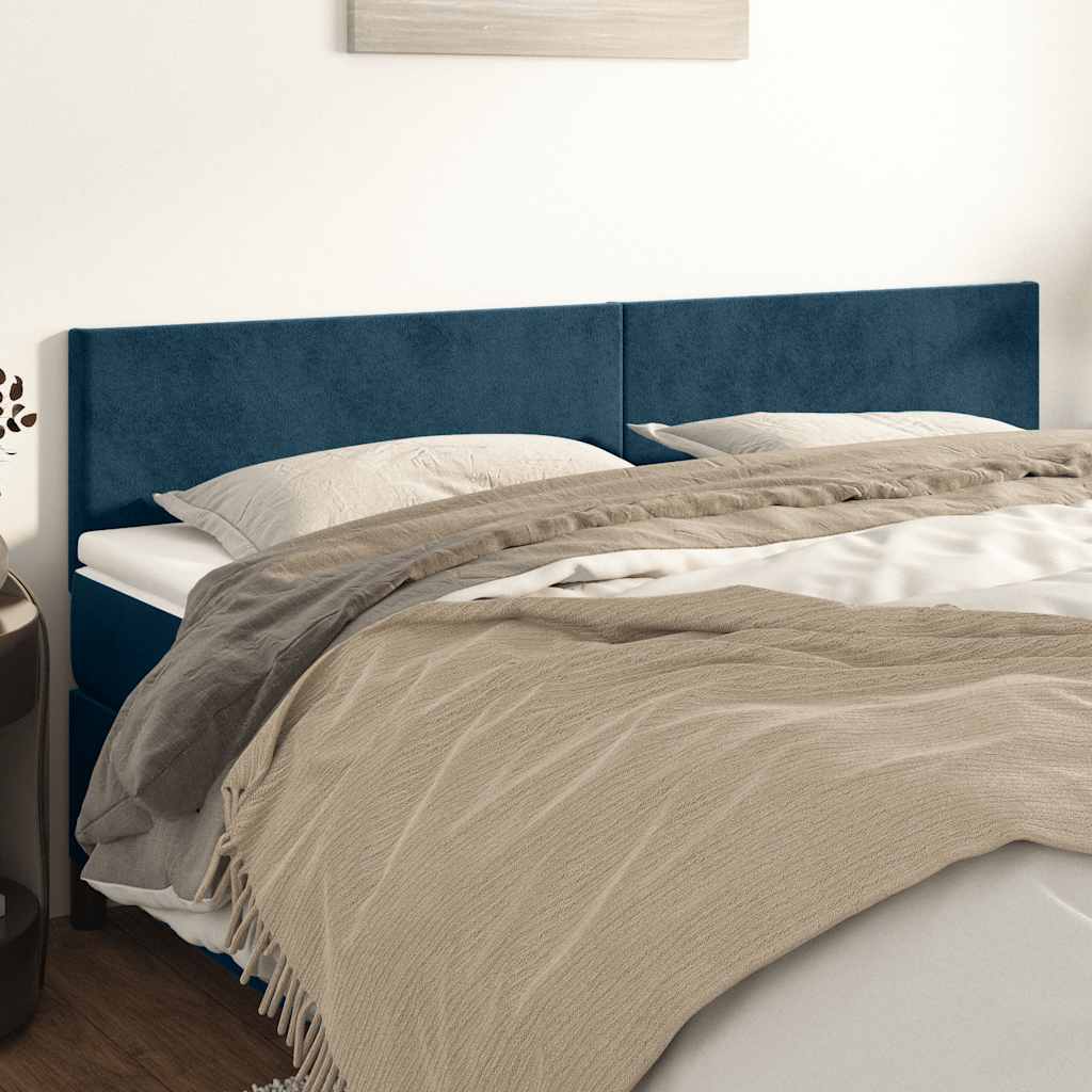vidaXL Kopfteile 2 Stk. Dunkelblau 100x5x78/88 cm Samt