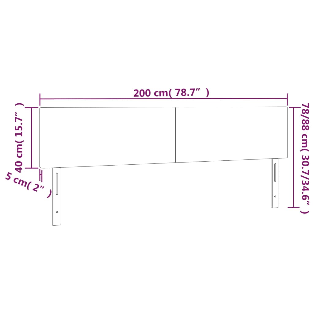 vidaXL Kopfteile 2 Stk. Rosa 100x5x78/88 cm Samt