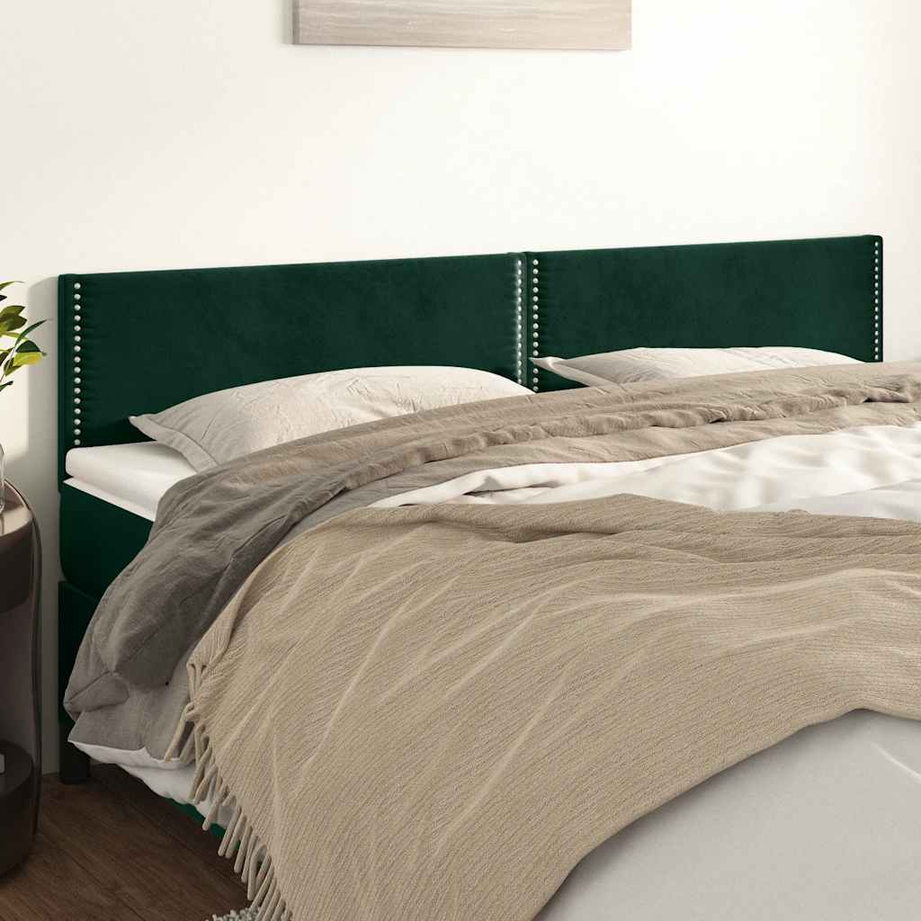 vidaXL Kopfteile 2 Stk. Dunkelgrün 90x5x78/88 cm Samt