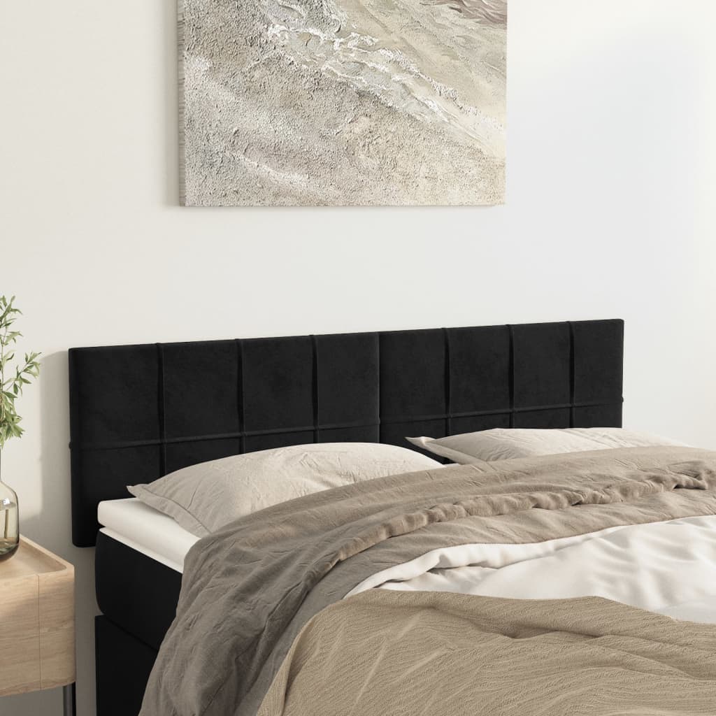 vidaXL Kopfteile 2 Stk. Schwarz 72x5x78/88 cm Samt