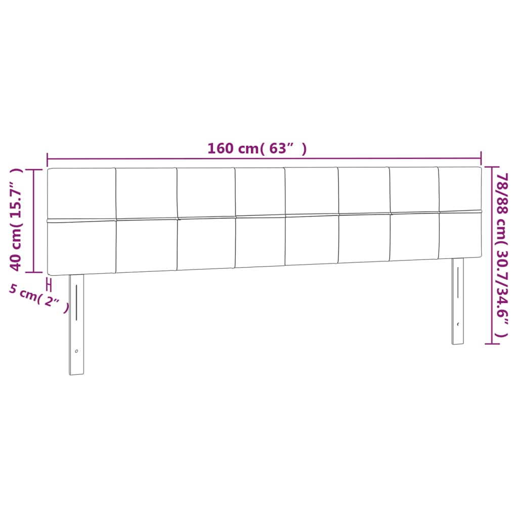 vidaXL Kopfteile 2 Stk. Schwarz 80x5x78/88 cm Samt