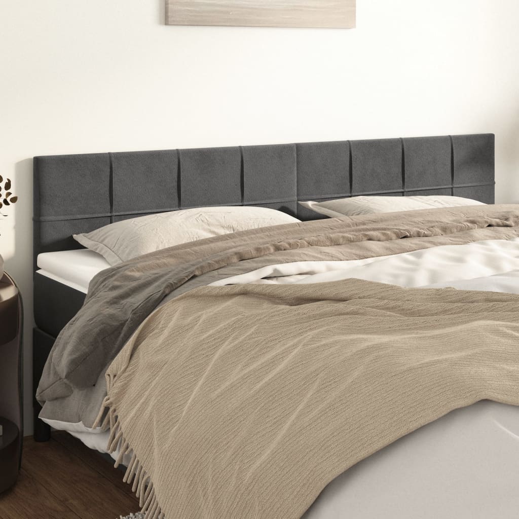 vidaXL Kopfteile 2 Stk. Dunkelgrau 90x5x78/88 cm Samt