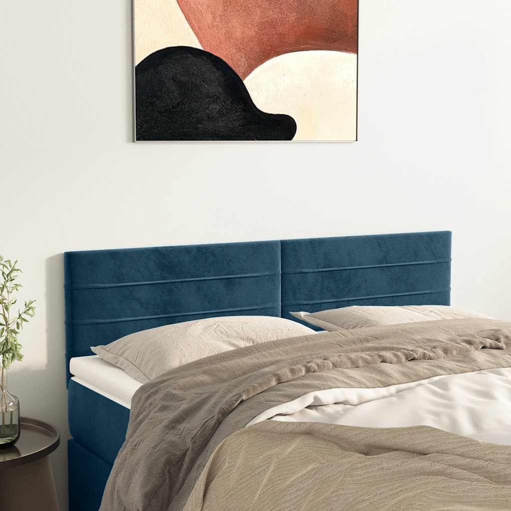 vidaXL Kopfteile 2 Stk. Dunkelblau 72x5x78/88 cm Samt