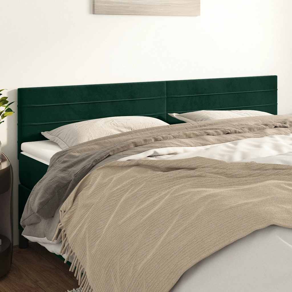 vidaXL Kopfteile 2 Stk. Dunkelgrün 80x5x78/88 cm Samt