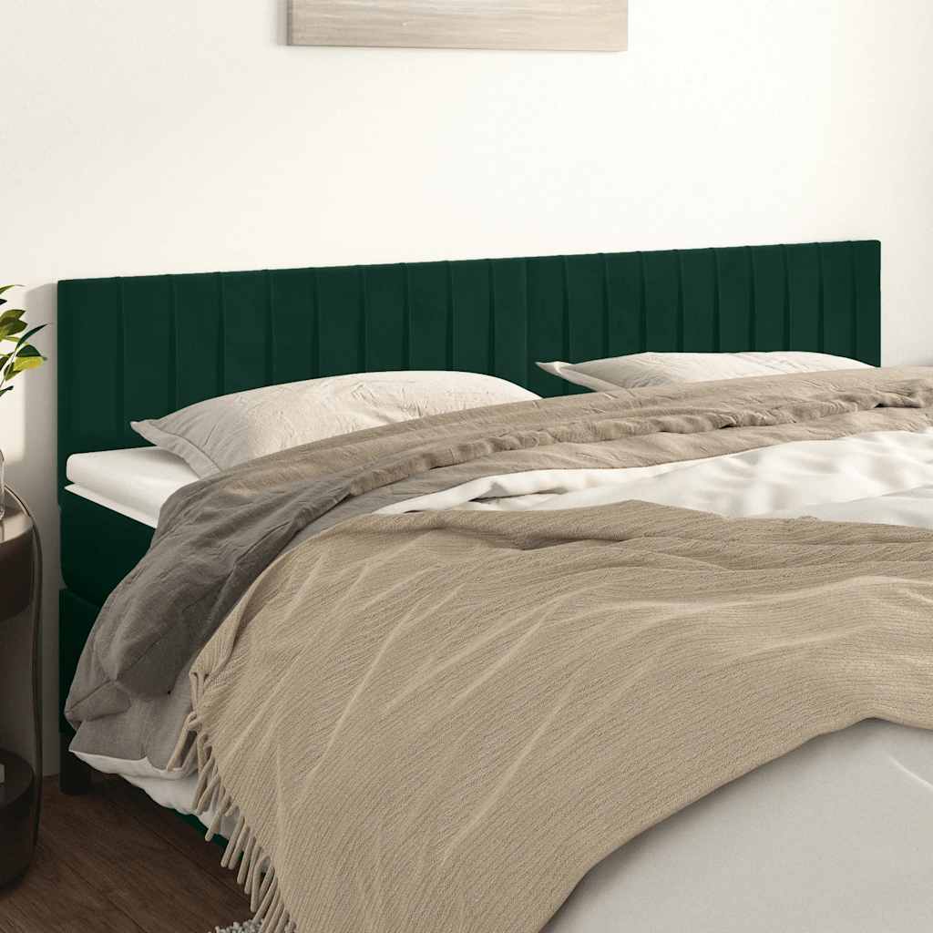 vidaXL Kopfteile 2 Stk. Dunkelgrün 80x5x78/88 cm Samt