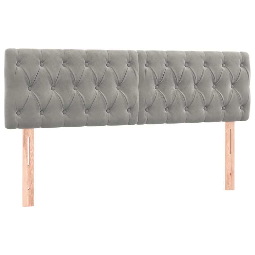 vidaXL Kopfteile 2 Stk. Hellgrau 80x7x78/88 cm Samt