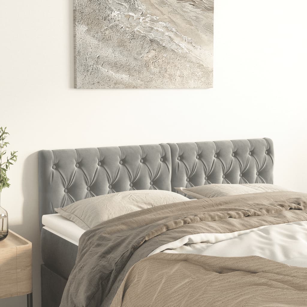 vidaXL Kopfteile 2 Stk. Hellgrau 80x7x78/88 cm Samt