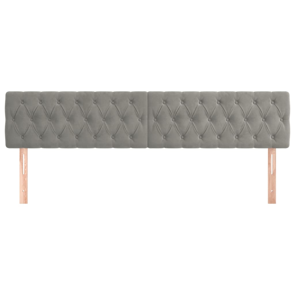 vidaXL Kopfteile 2 Stk. Hellgrau 90x7x78/88 cm Samt