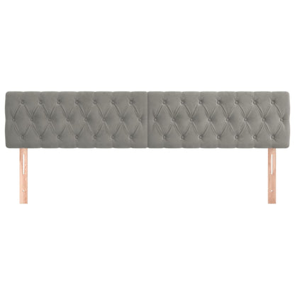 vidaXL Kopfteile 2 Stk. Hellgrau 90x7x78/88 cm Samt