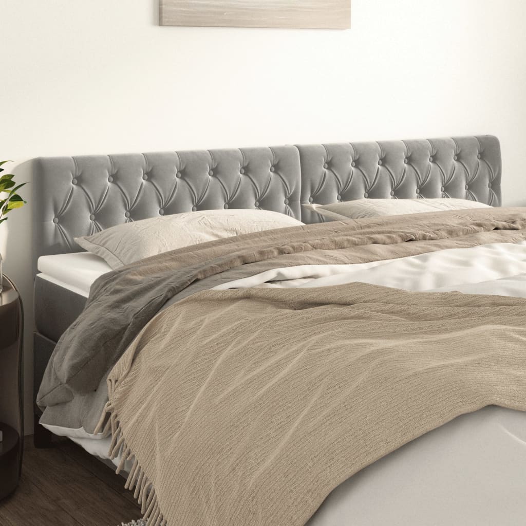 vidaXL Kopfteile 2 Stk. Hellgrau 90x7x78/88 cm Samt