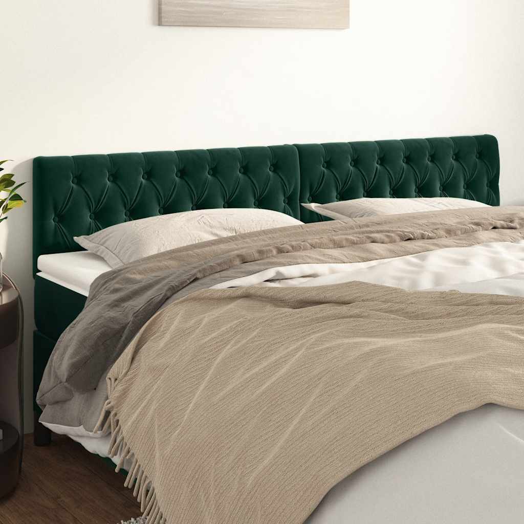 vidaXL Kopfteile 2 Stk. Dunkelgrün 100x7x78/88 cm Samt