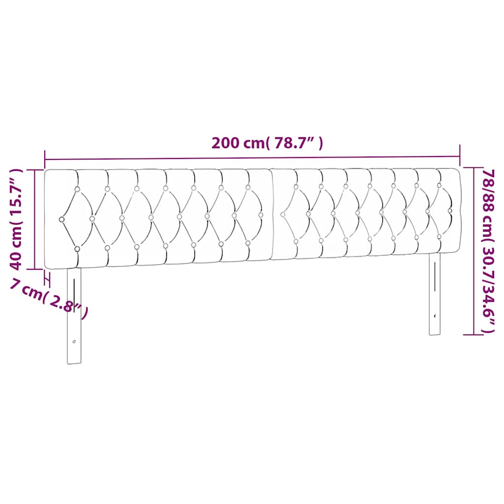 vidaXL Kopfteile 2 Stk. Dunkelblau 100x7x78/88 cm Samt