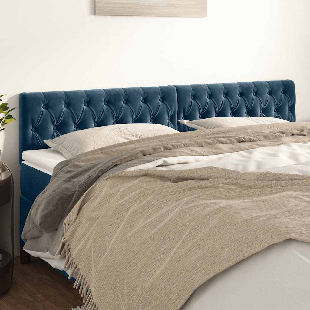 vidaXL Kopfteile 2 Stk. Dunkelblau 100x7x78/88 cm Samt