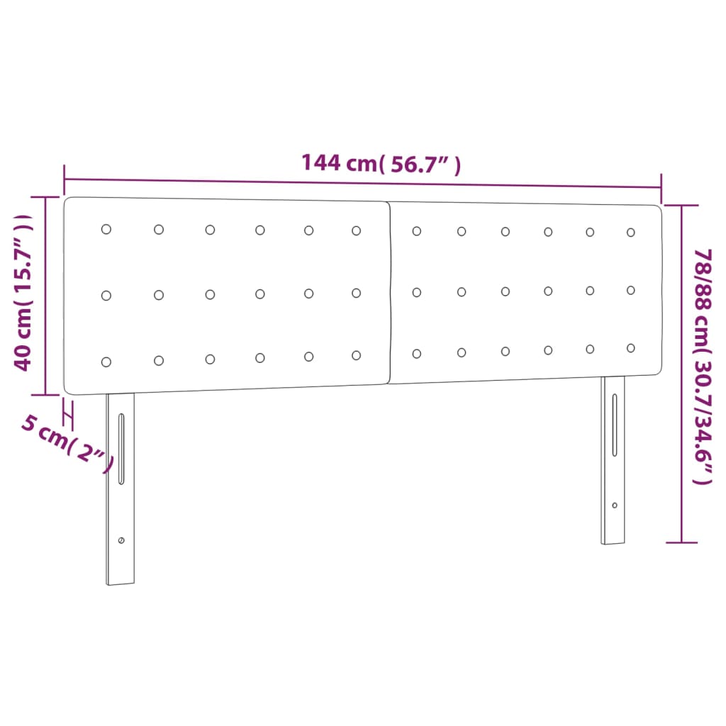 vidaXL Kopfteile 2 Stk. Schwarz 72x5x78/88 cm Stoff
