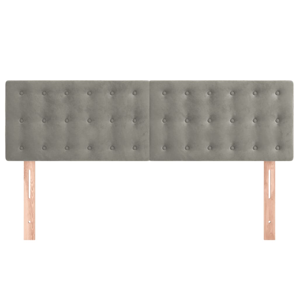 vidaXL Kopfteile 2 Stk. Hellgrau 72x5x78/88 cm Samt