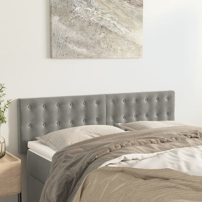 vidaXL Kopfteile 2 Stk. Hellgrau 72x5x78/88 cm Samt