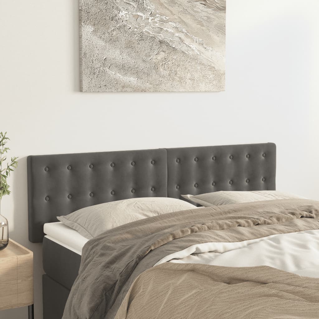 vidaXL Kopfteile 2 Stk. Dunkelgrau 72x5x78/88 cm Samt
