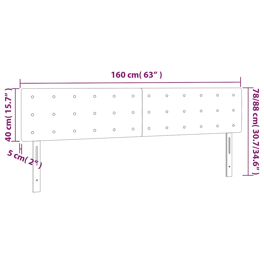 vidaXL Kopfteile 2 Stk. Dunkelgrün 80x5x78/88 cm Samt