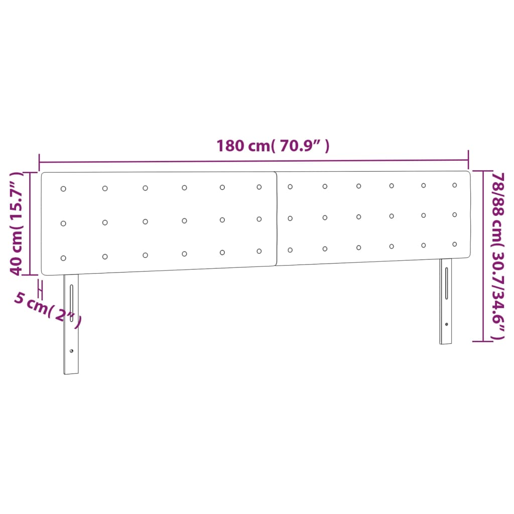 vidaXL Kopfteile 2 Stk. Dunkelbraun 90x5x78/88 cm Stoff