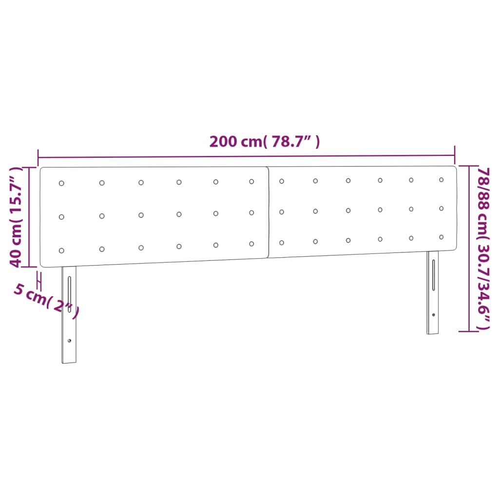 vidaXL Kopfteile 2 Stk. Blau 100x5x78/88 cm Stoff