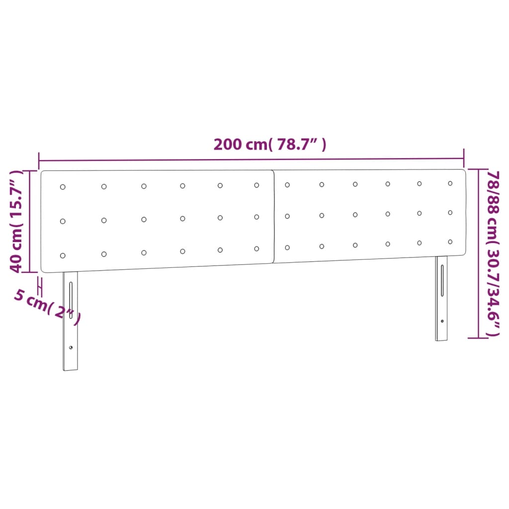 vidaXL Kopfteile 2 Stk. Schwarz 100x5x78/88 cm Samt