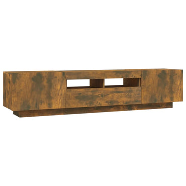 vidaXL Meuble TV 2 pcs avec lumières LED Chêne fumé Bois d'ingénierie
