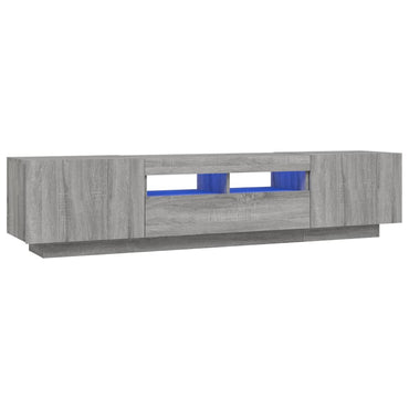vidaXL Meuble TV 2 pcs avec lumières LED Bois d'ingénierie Gris Sonoma