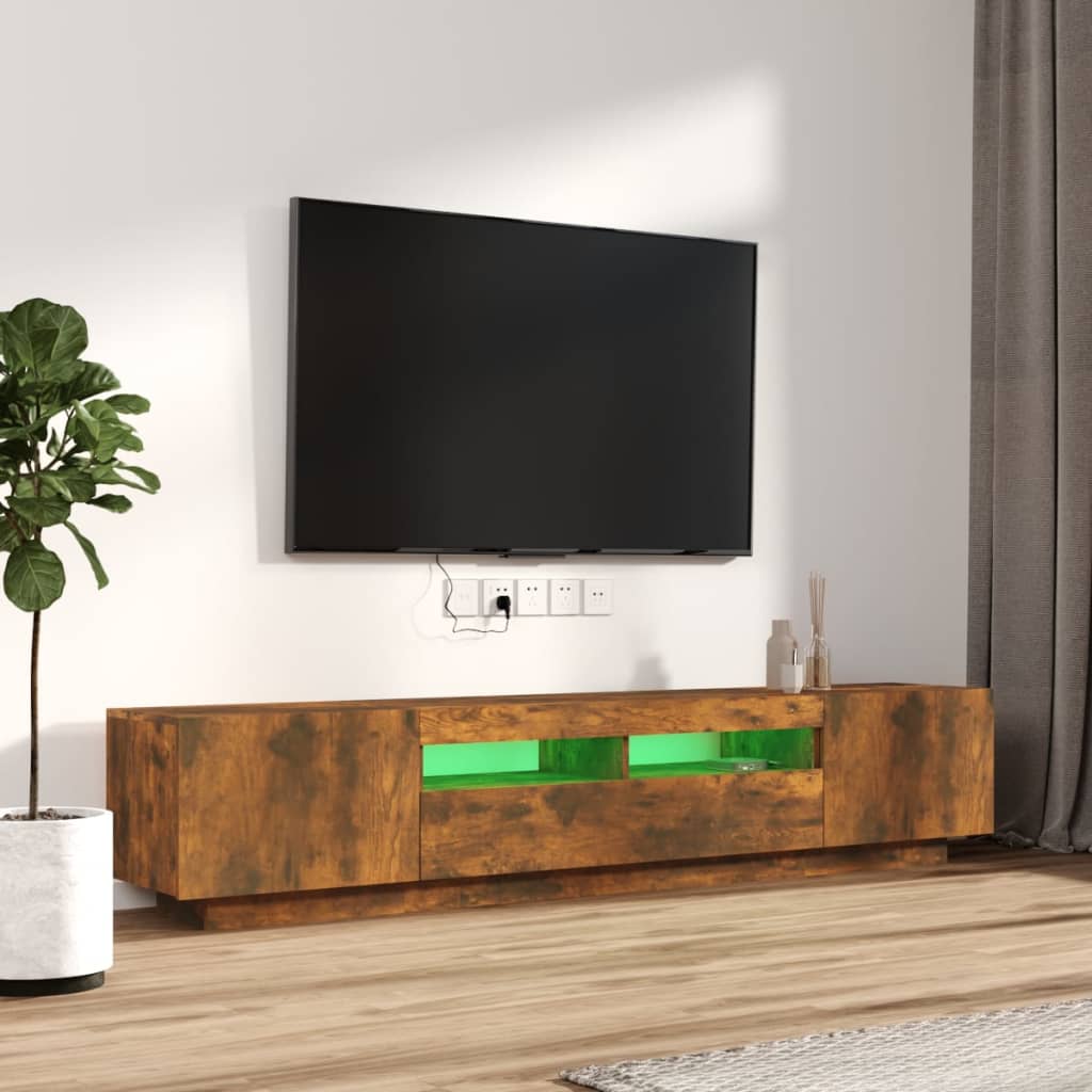 vidaXL Ensemble de 2 meubles TV avec éclairage LED chêne fumé en bois d'ingénierie