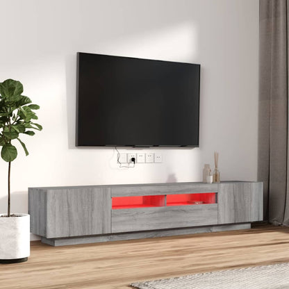 vidaXL Ensemble de 2 meubles TV avec lumières LED Gris Sonoma Bois d'ingénierie