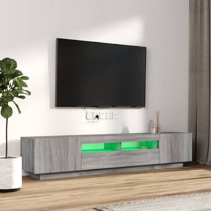 vidaXL Ensemble de 2 meubles TV avec lumières LED Gris Sonoma Bois d'ingénierie