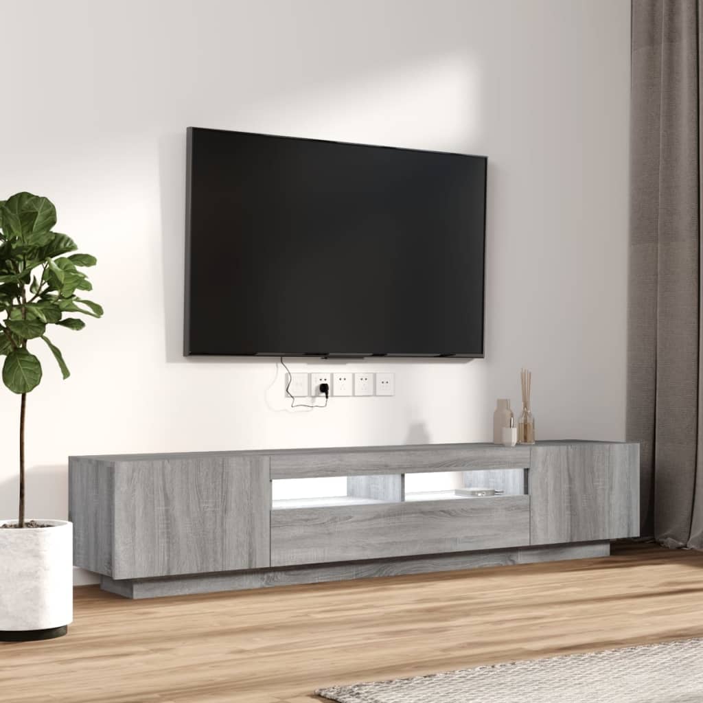 vidaXL Ensemble de 2 meubles TV avec lumières LED Gris Sonoma Bois d'ingénierie