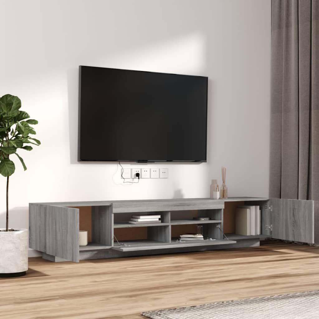vidaXL Ensemble de 2 meubles TV avec lumières LED Gris Sonoma Bois d'ingénierie