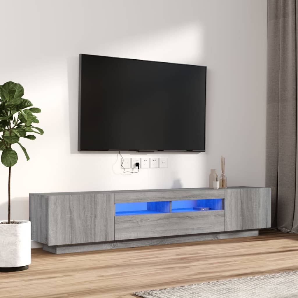 vidaXL Ensemble de 2 meubles TV avec lumières LED Gris Sonoma Bois d'ingénierie