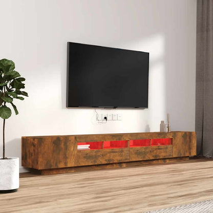 vidaXL Ensemble de 3 meubles TV avec lumières LED Chêne fumé Bois d'ingénierie