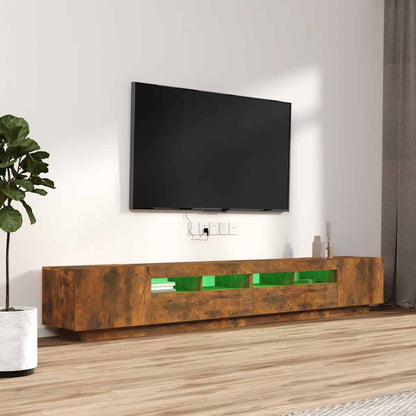 vidaXL Ensemble de 3 meubles TV avec lumières LED Chêne fumé Bois d'ingénierie