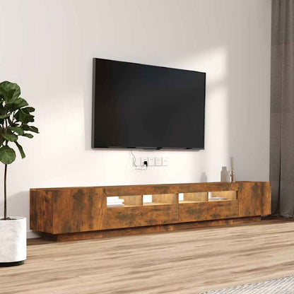vidaXL Ensemble de 3 meubles TV avec lumières LED Chêne fumé Bois d'ingénierie