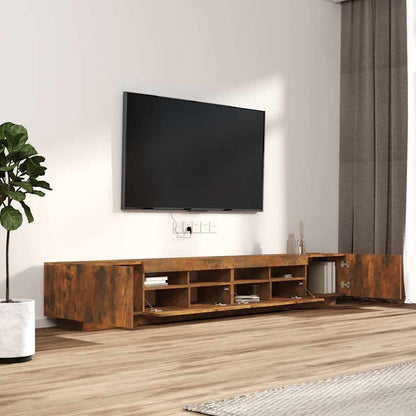 vidaXL Ensemble de 3 meubles TV avec lumières LED Chêne fumé Bois d'ingénierie