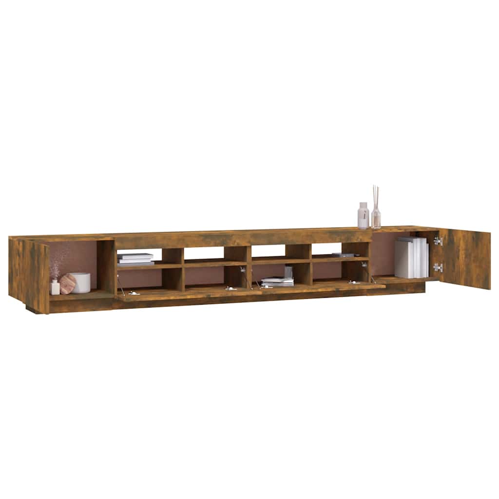 vidaXL Ensemble de 3 meubles TV avec lumières LED Chêne fumé Bois d'ingénierie