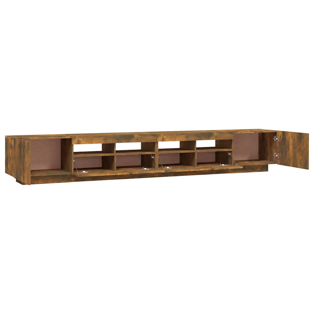 vidaXL Ensemble de 3 meubles TV avec lumières LED Chêne fumé Bois d'ingénierie