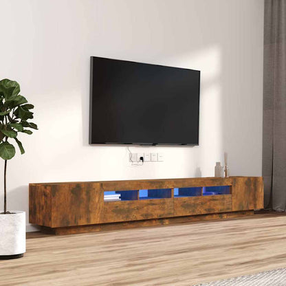 vidaXL Ensemble de 3 meubles TV avec lumières LED Chêne fumé Bois d'ingénierie