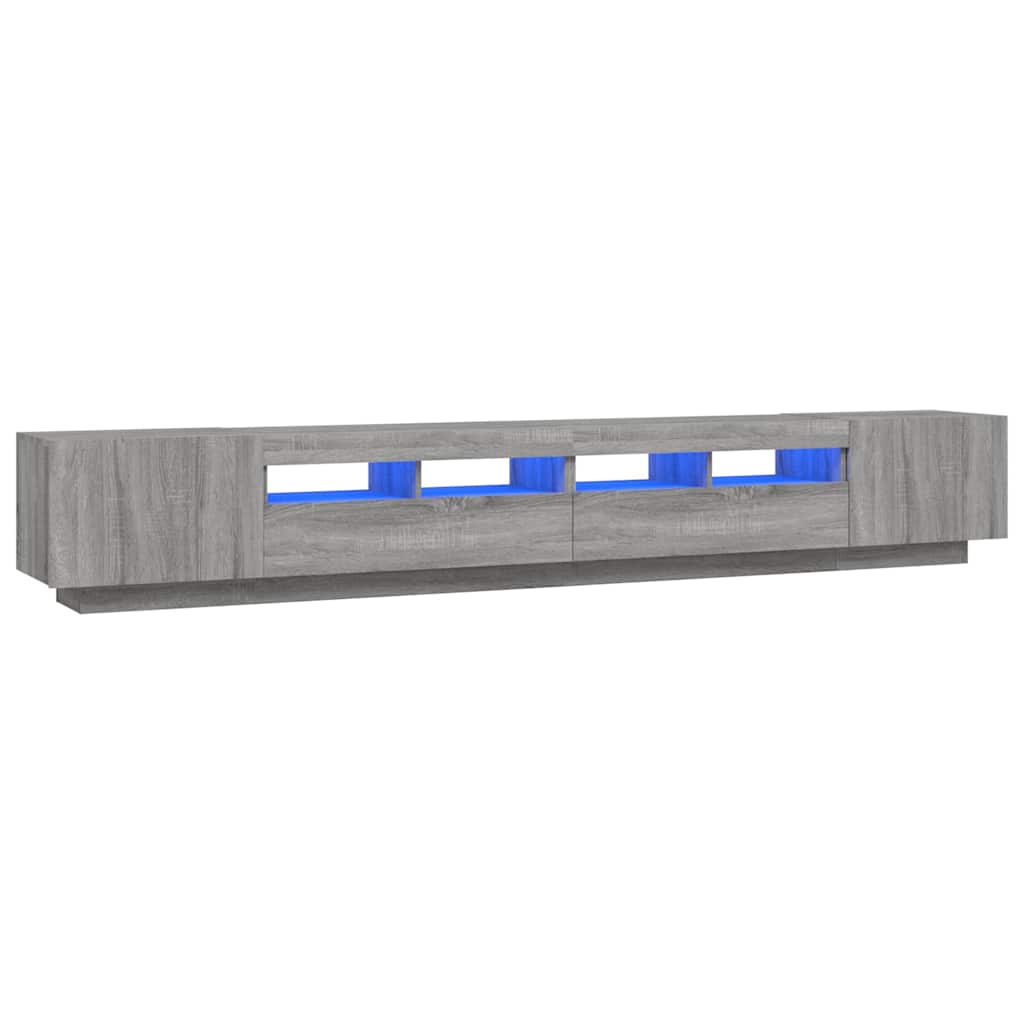 vidaXL Meuble TV 3 pcs avec lumières LED Gris Chêne Sonoma Aggloméré