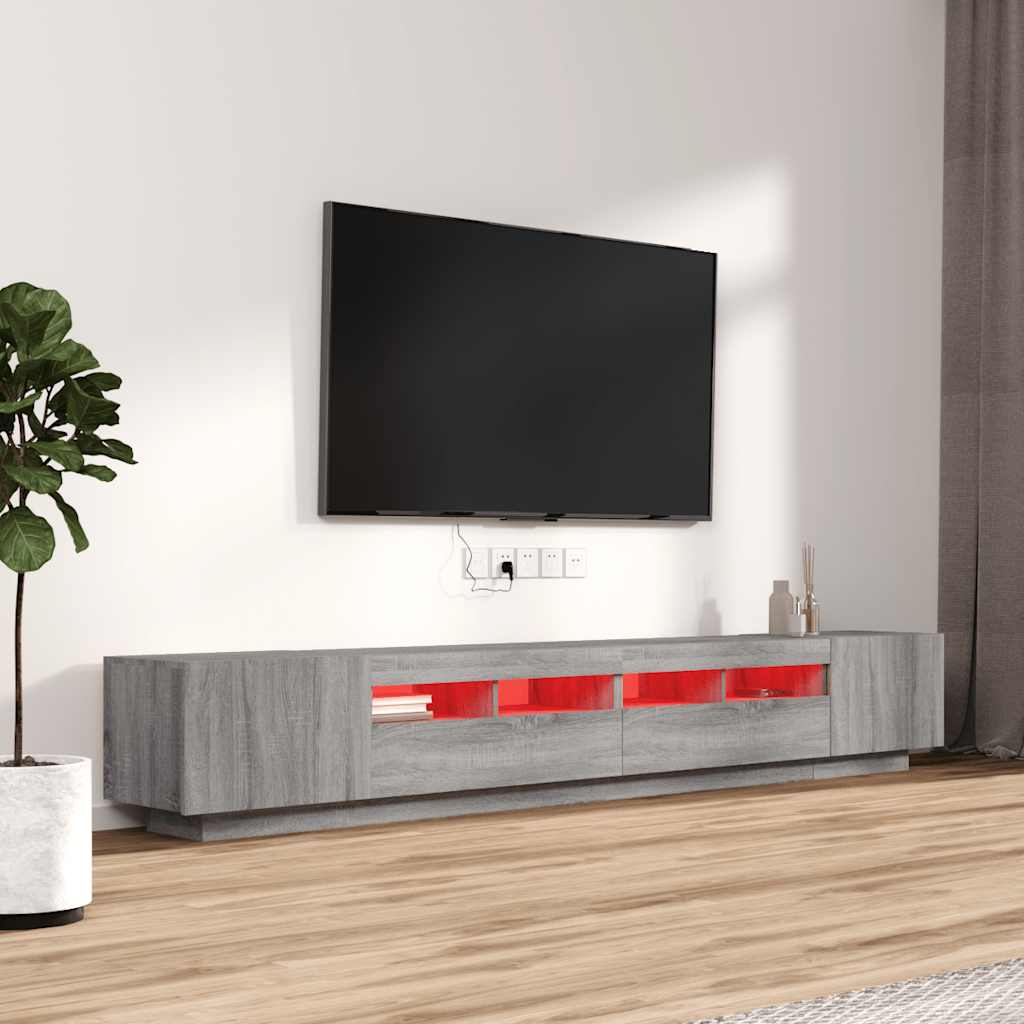 vidaXL Meuble TV 3 pcs avec lumières LED Gris Chêne Sonoma Aggloméré