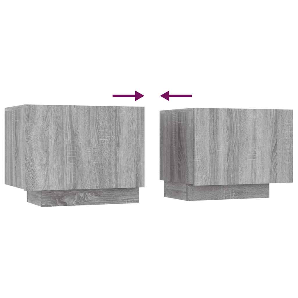 vidaXL Meuble TV 3 pcs avec lumières LED Gris Chêne Sonoma Aggloméré